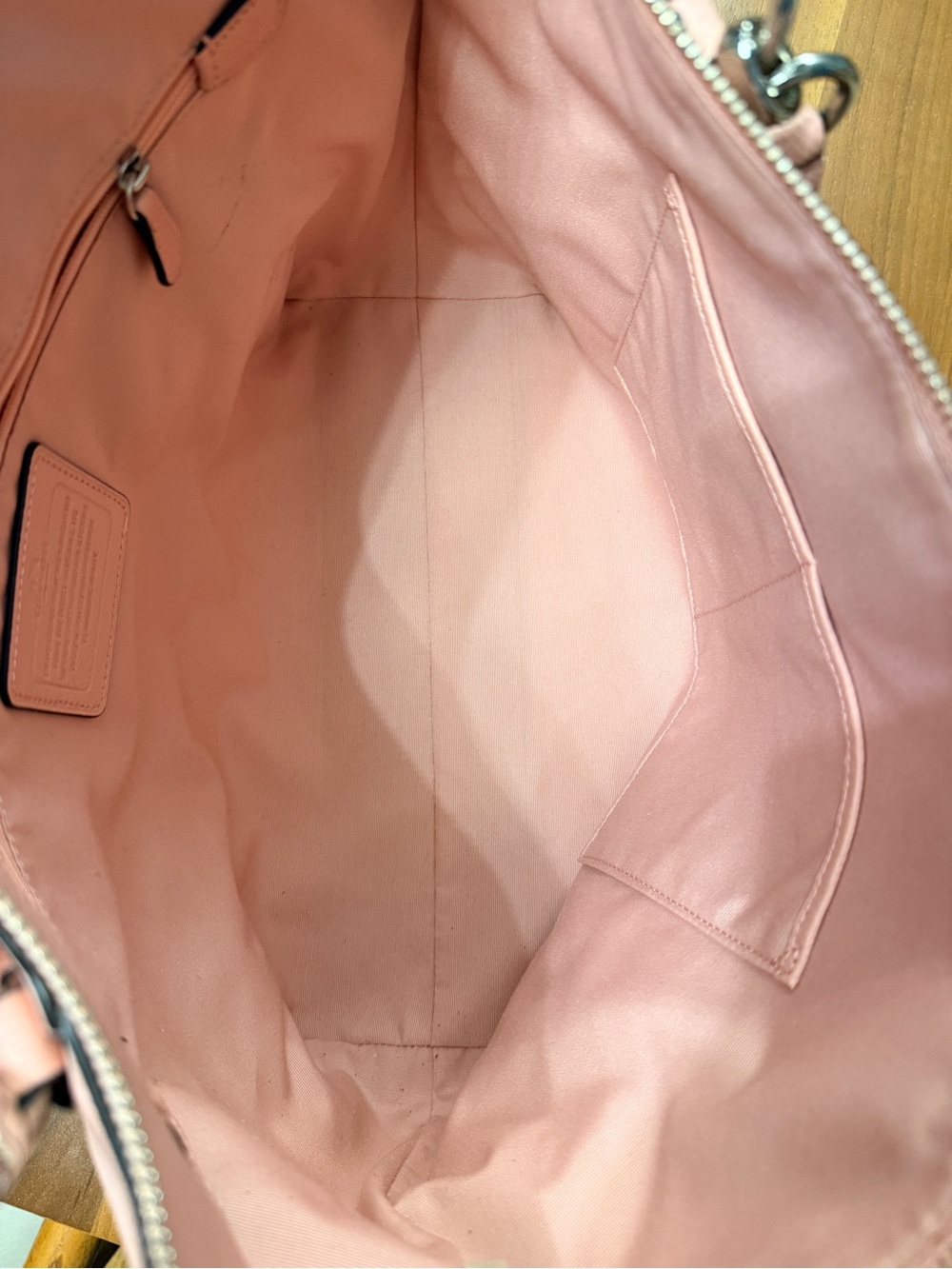 Coach Blush Pink Crossgrain Leather Zip Top Tote Large Shoulder Bag - Picture 10 of 12